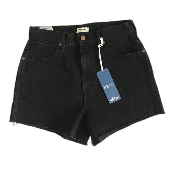 Wrangler Black High Rise Festival Cut Off Fray Denim Jean Shorts Sz 28 NWT - Picture 2 of 12